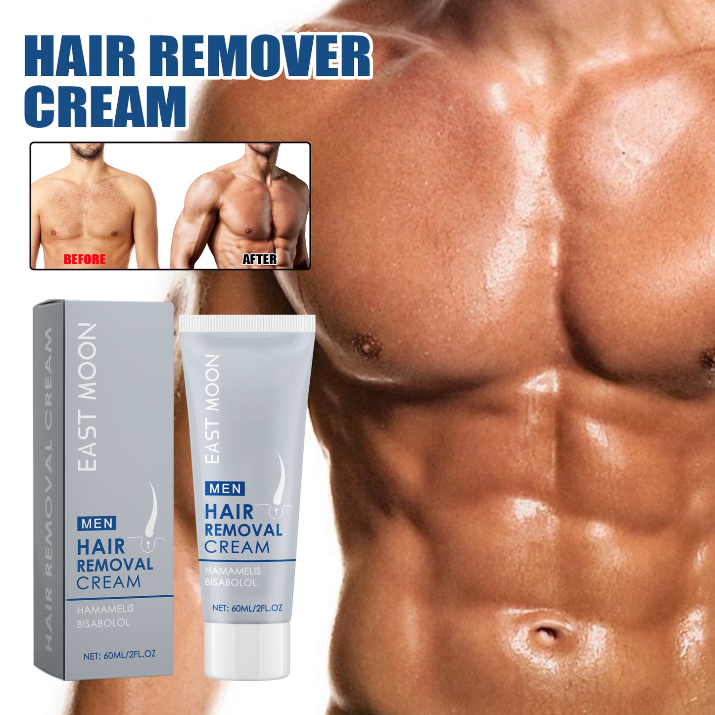 Gentle Hair Removal Cream for Men - 60ml Fast-Acting Body Grooming Formula