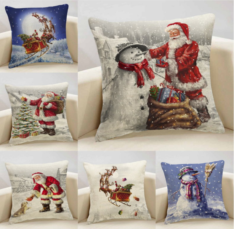 Christmas Santa Claus Pillowcase Cushion Cover - Festive Home Decor 45x45cm