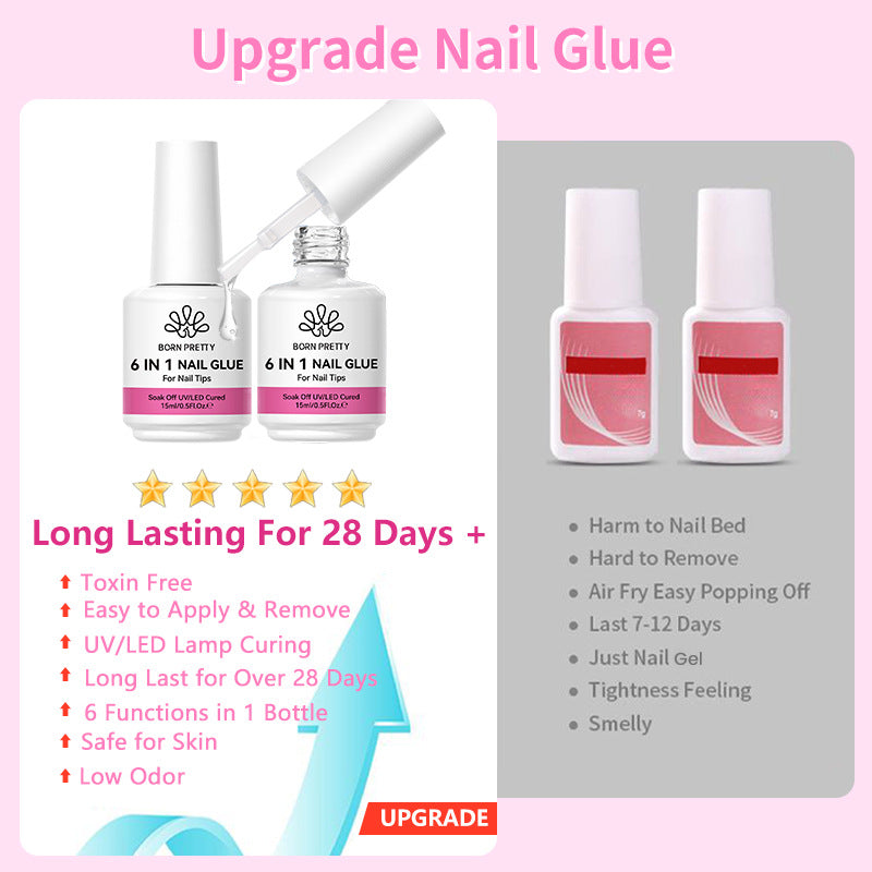 Six-in-One Gel Nail Polish Kit with Extension Function - Long-Lasting UV/LED Topcoat & Base Coat
