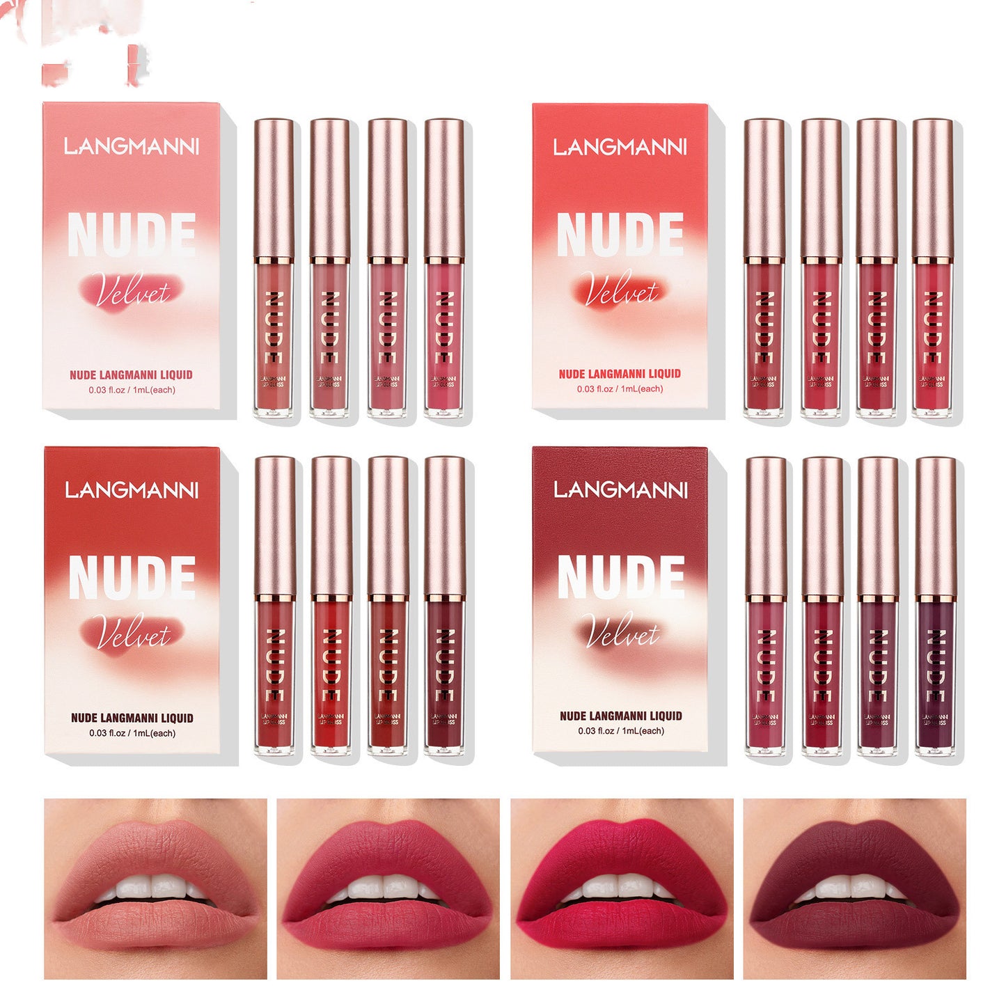 Lip Gloss Set 16 Colors Matte Velvet Lip Makeup Kit - Cruelty-Free