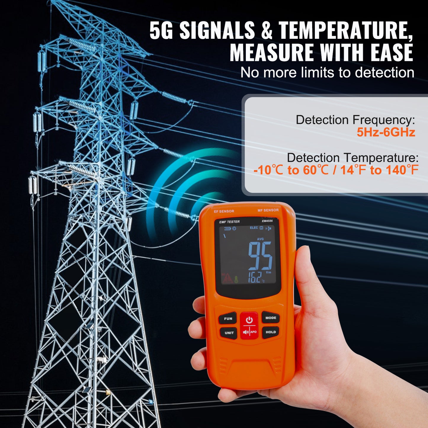 3-in-1 EMF Meter - Handheld Electromagnetic Radiation Detector