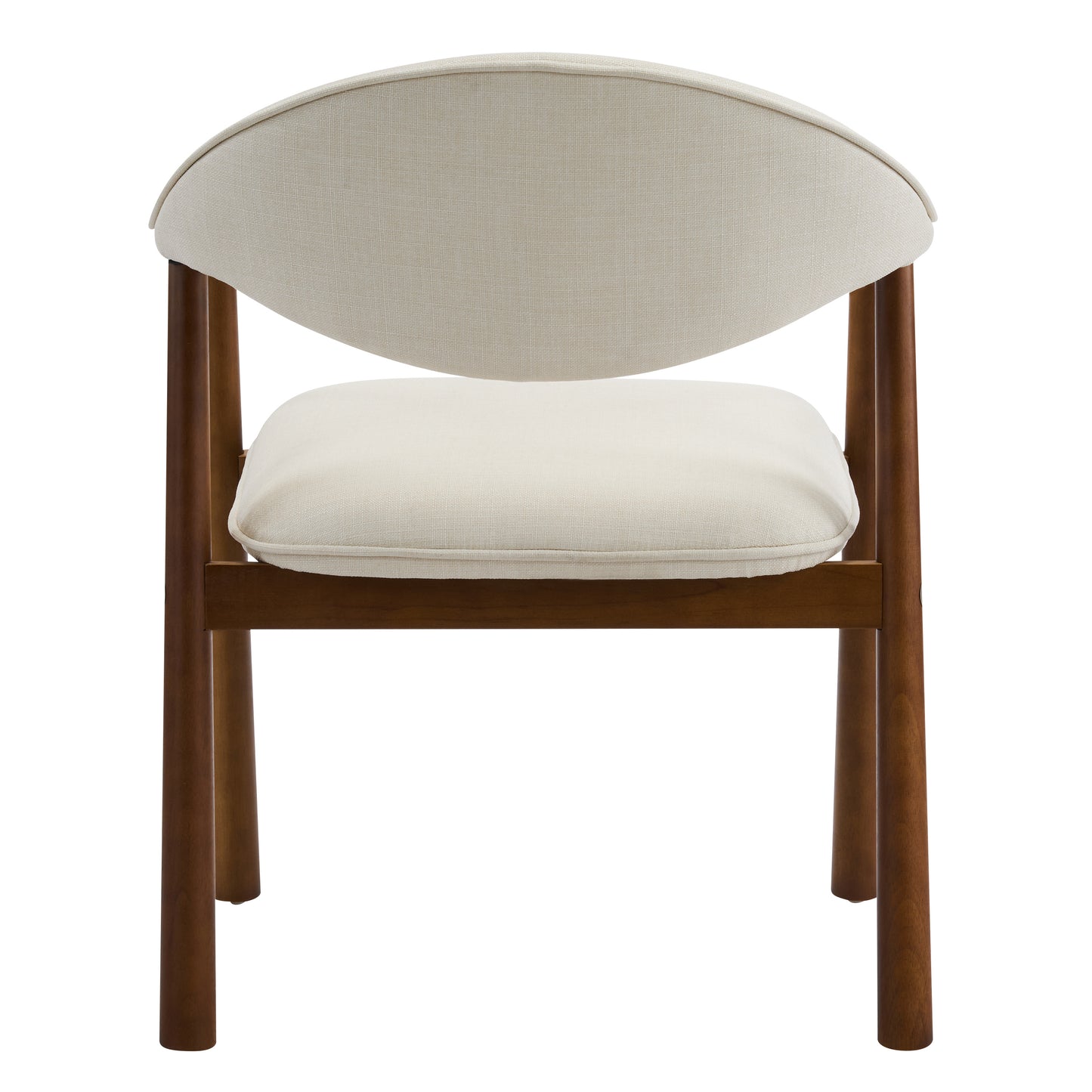 Upholstered Dining Chairs Set of 2 - Beige Fabric & Walnut Wood