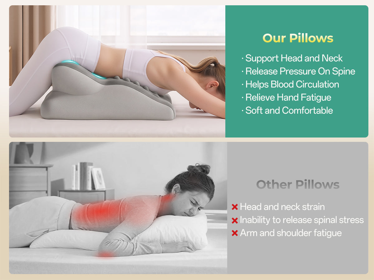 Ergonomic Memory Foam Support Pillow for Couples - Grey