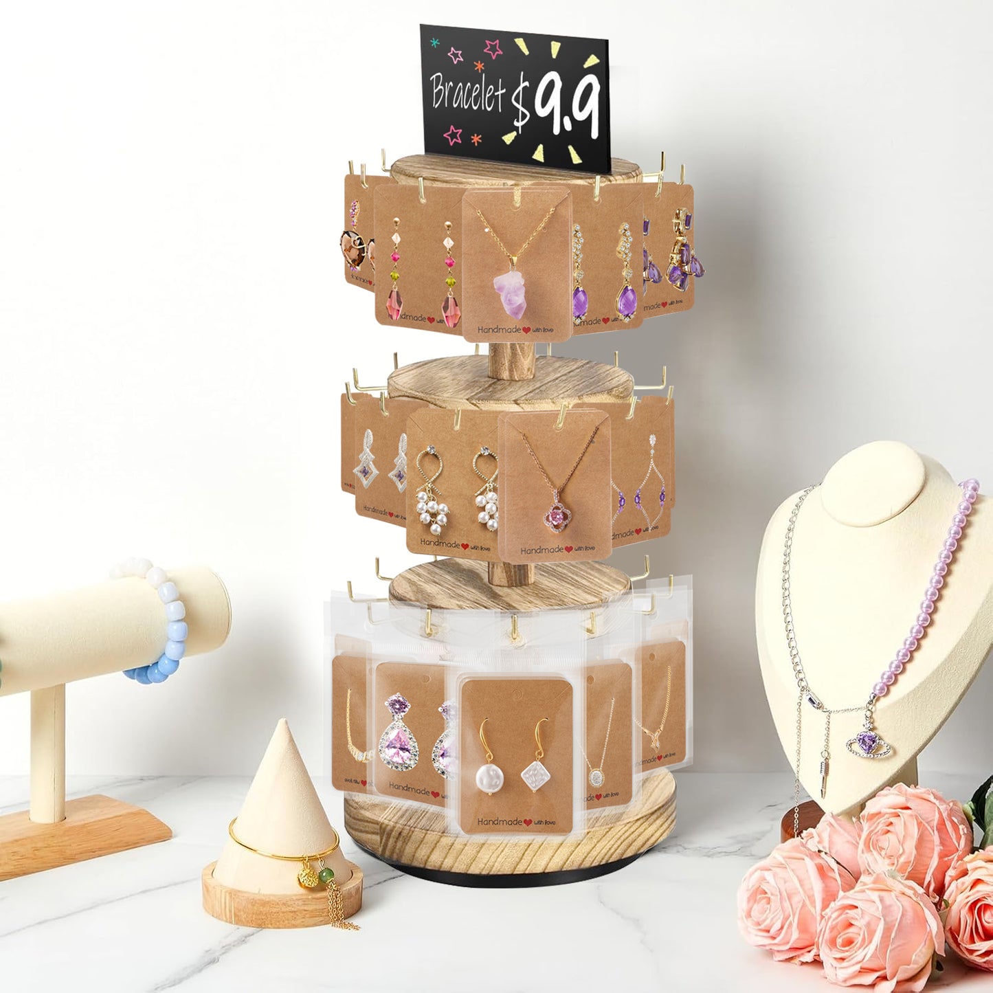 360 Rotating Earring Display Stands With 50 Holder Cards