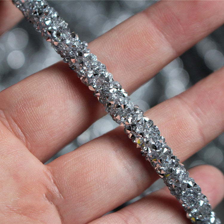 Silver Glitter Crystal Soft Lace Trim for Crafts & Sewing - Multiple Lengths
