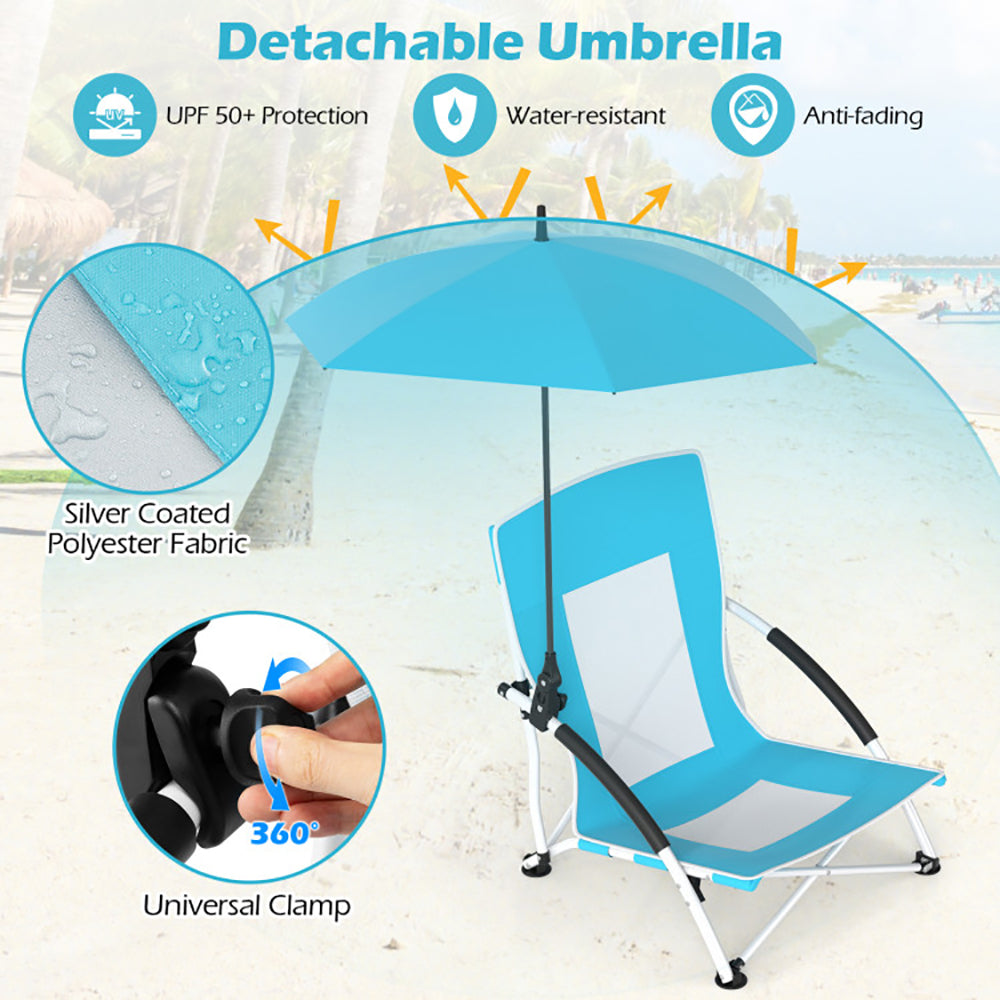 Portable Beach Chair with Adjustable Umbrella - UPF 50+ Protection