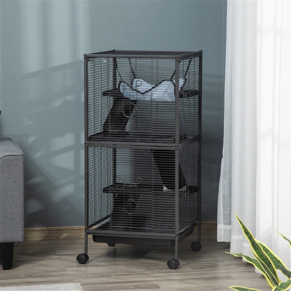 Large Steel Multi-Tier Small Pet Cage with Wheels & Accessories