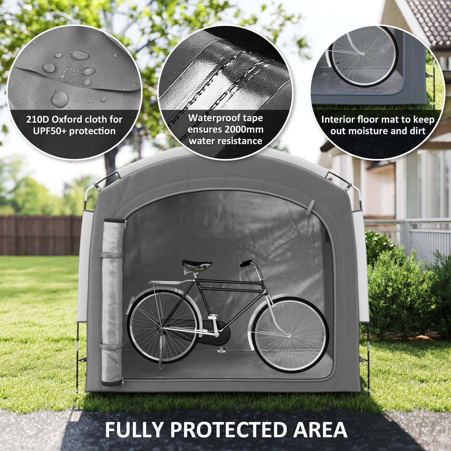 Portable Waterproof Bike Storage Shed for 3-4 Bicycles - Dark Gray