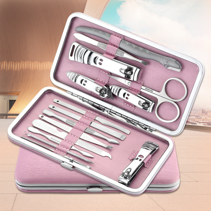 Manicure Tool Set with Nail Clippers and Nail Care Tools - Pink