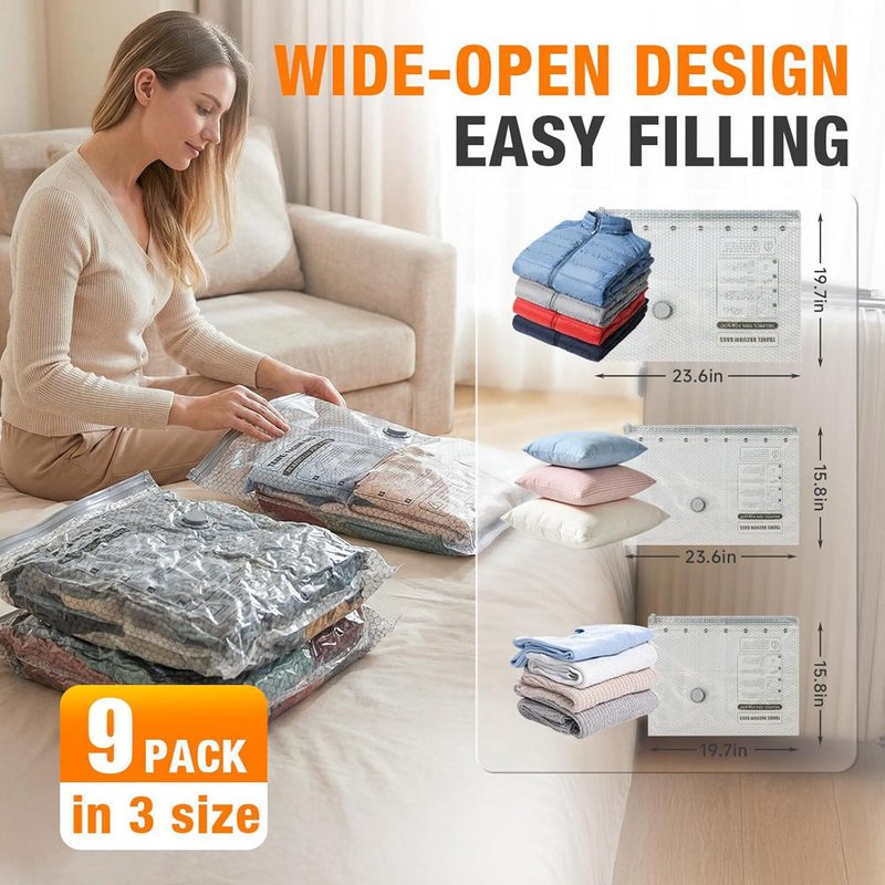 Vacuum Compression Travel Storage Bags with Electric Pump Set