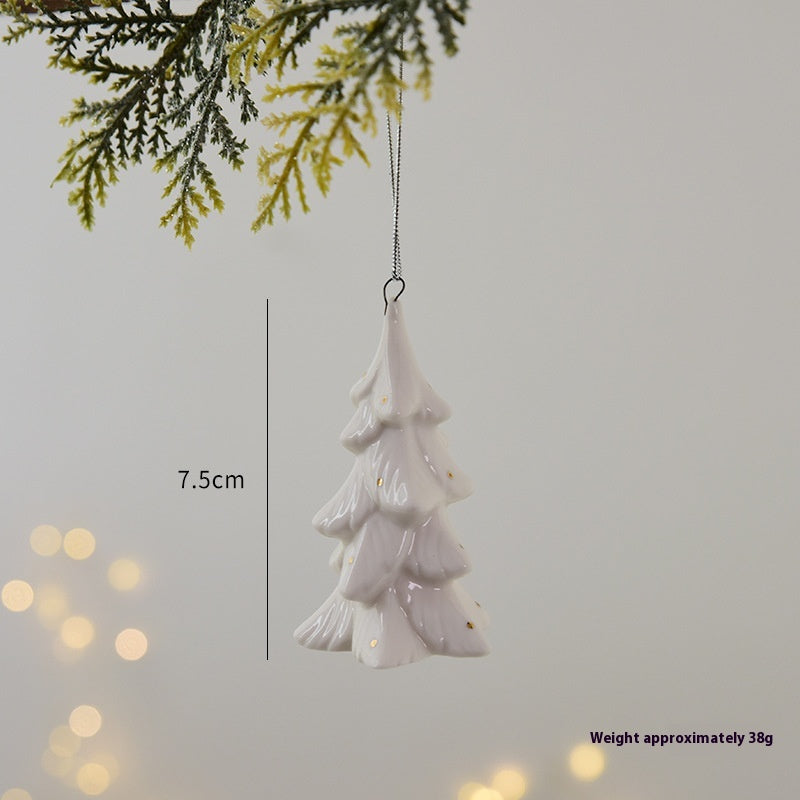 Mini House Ceramic Christmas Pendant Ornament Set