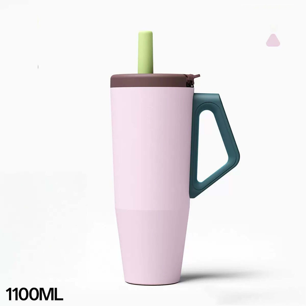 Insulated Stainless Steel Cup with Handle and Straw - 1100ml Multiple Colors