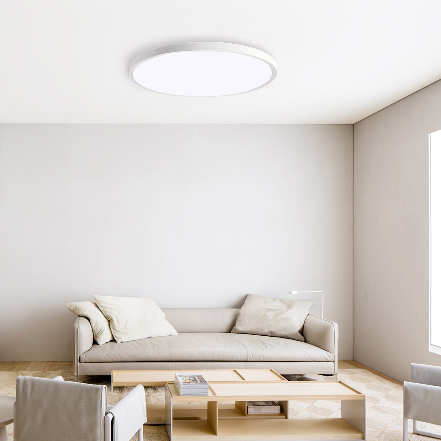 11.8 Inch White Ultra-Thin Ceiling Light - 6500K LED Flush Mount Fixture for Bedroom & Bathroom