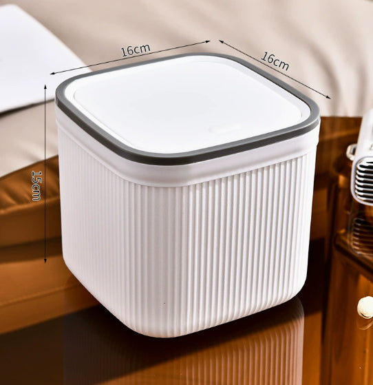 Desktop Trash Can Push-Style Waste Bin 4L Light Luxury Storage Bucket
