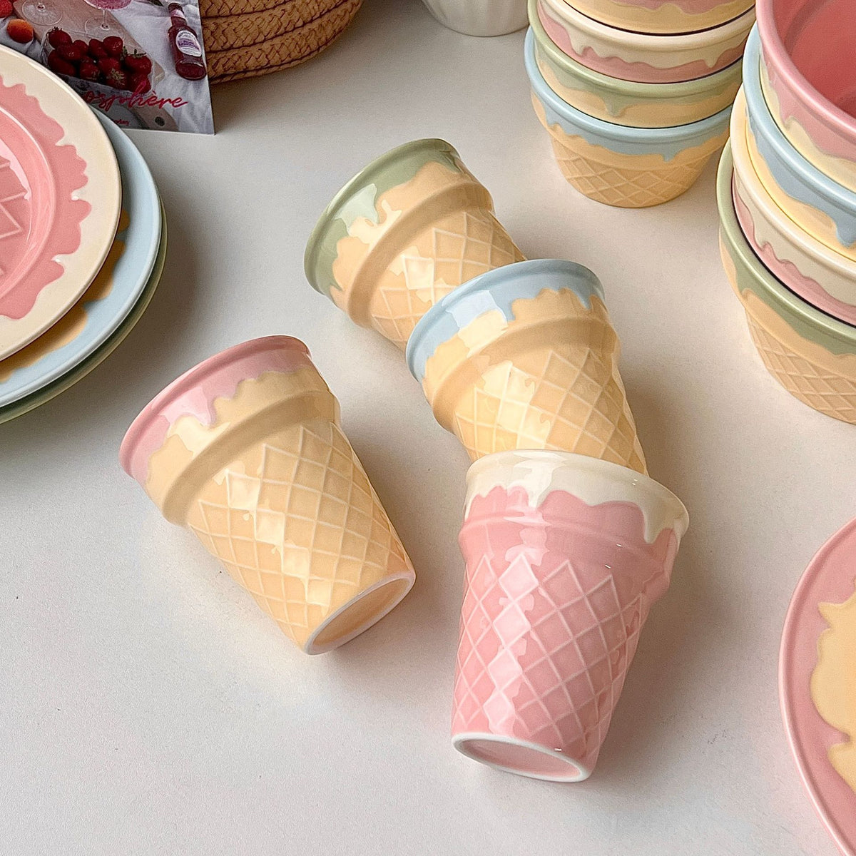 Creative Ceramic Ice Cream Cone Cup - Heat-Resistant 250ml Home Storage