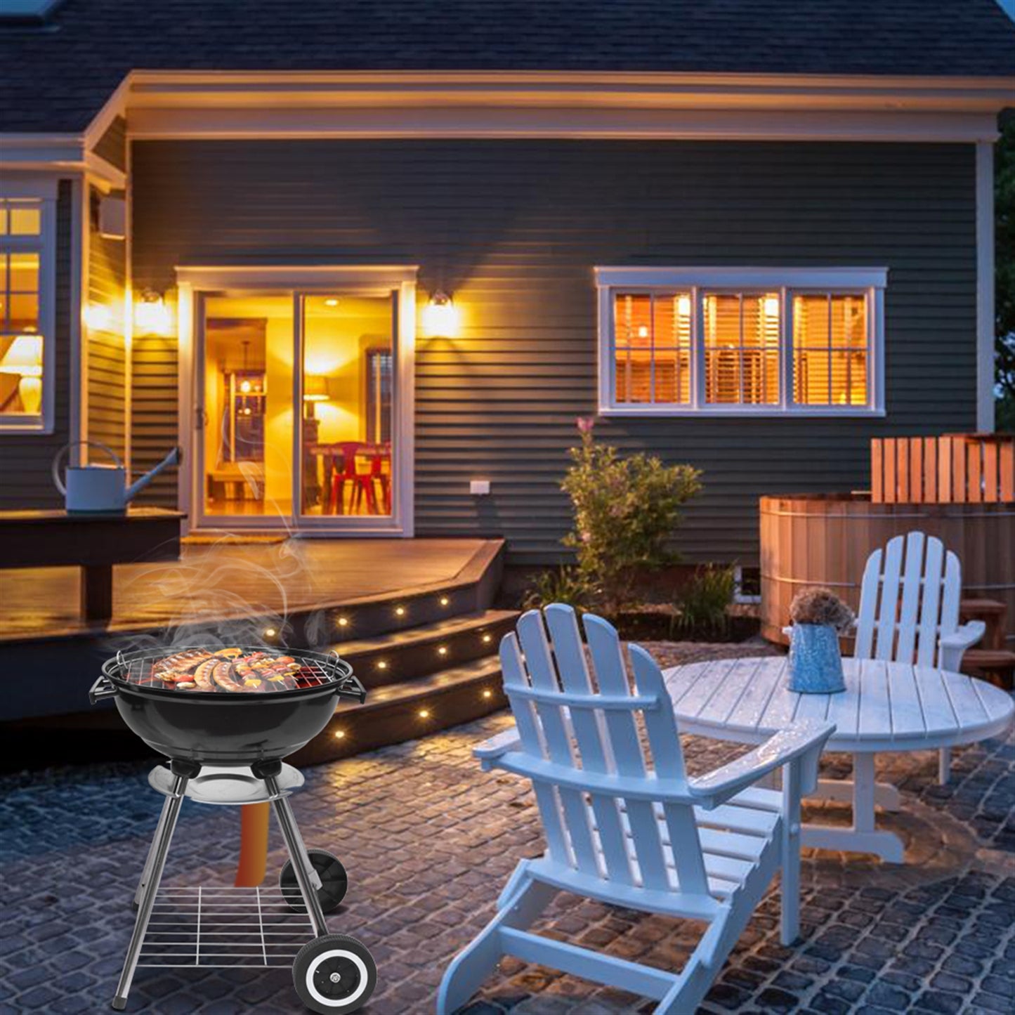 18-Inch Charcoal Grill with Spherical Design - Black