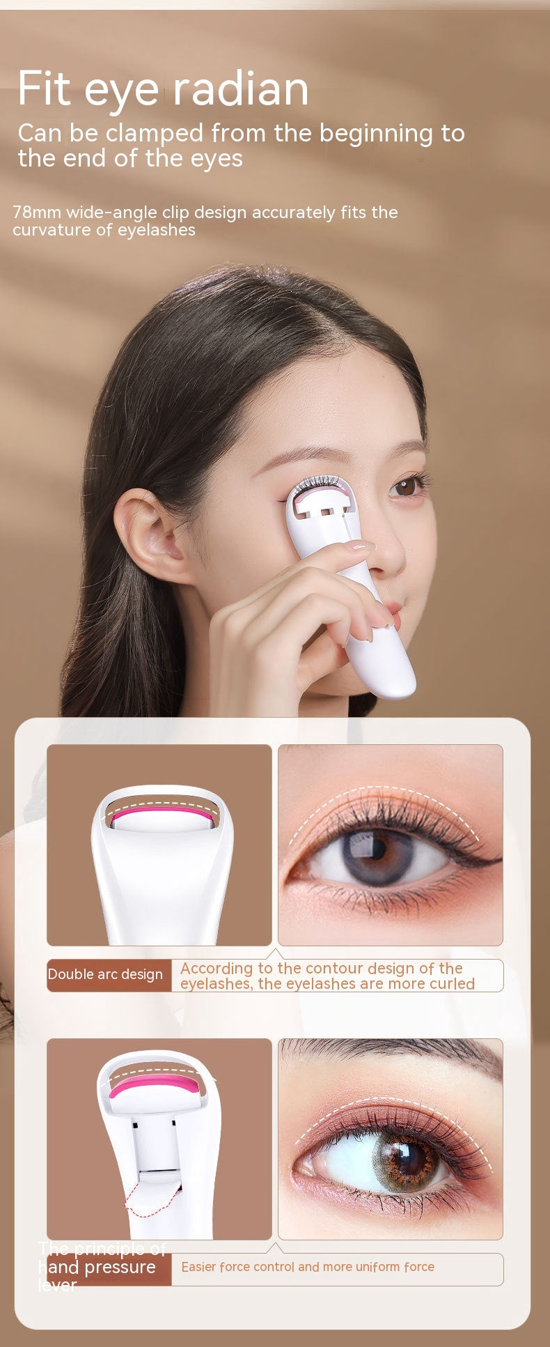 Electric Eyelash Curler with Temperature Control & USB Charging