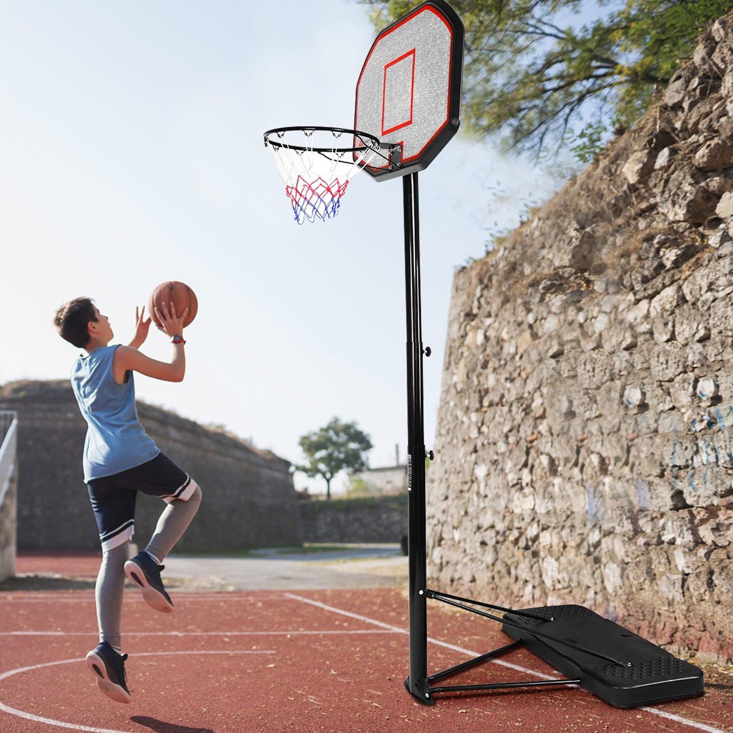 Height Adjustable 43 Inch Indoor Outdoor Basketball Hoop