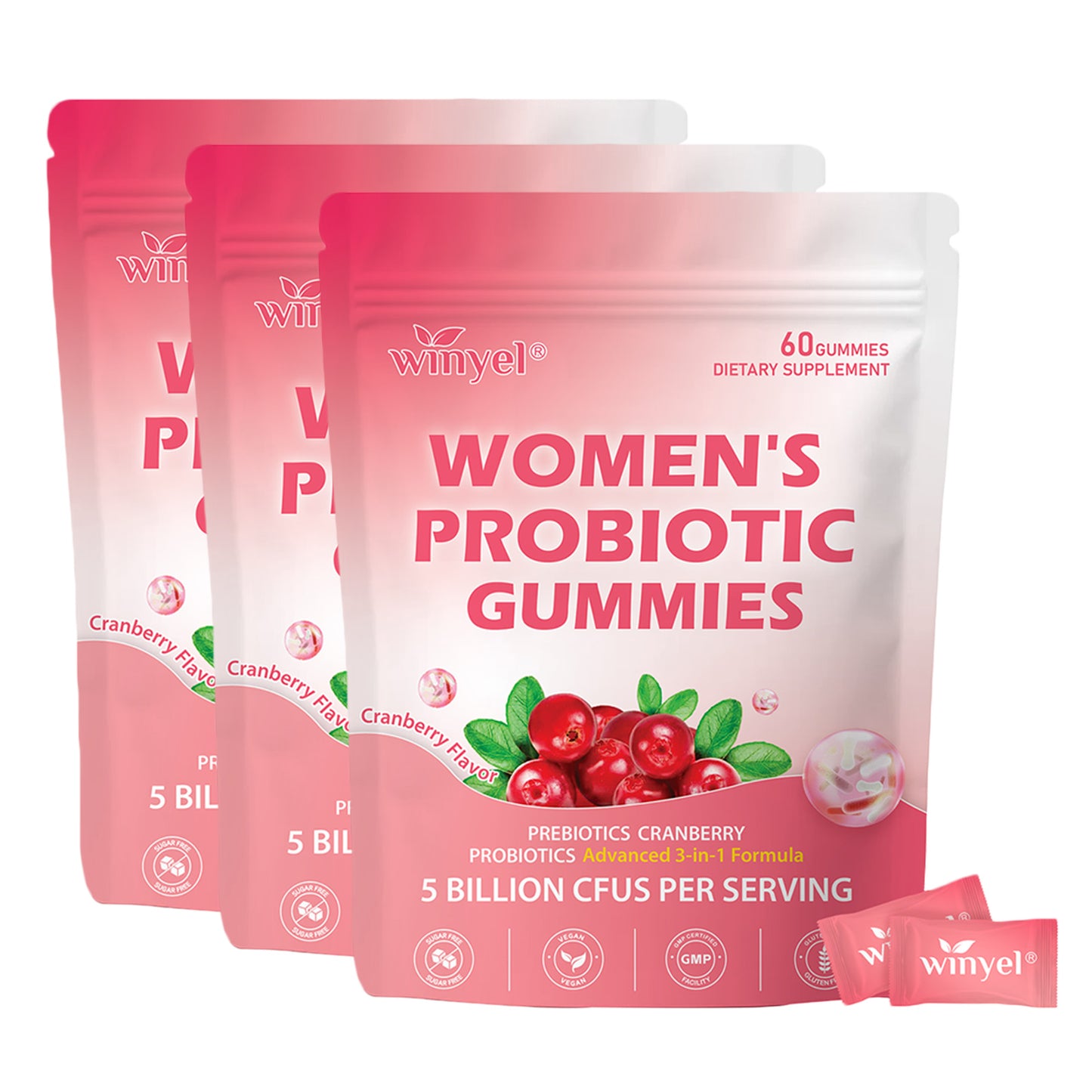 Cranberry Probiotic Gummies for Women - Feminine PH Balance Support