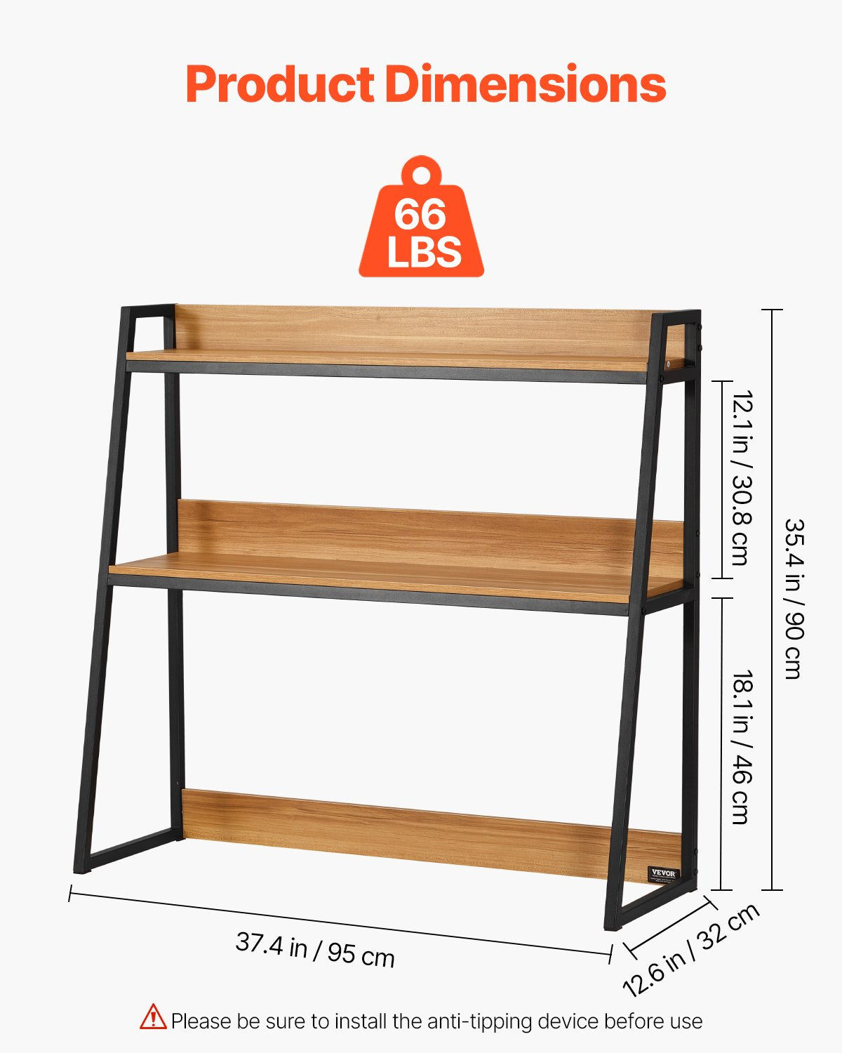 2-Tier Desktop Bookshelf Organizer - Large Capacity Natural Wood