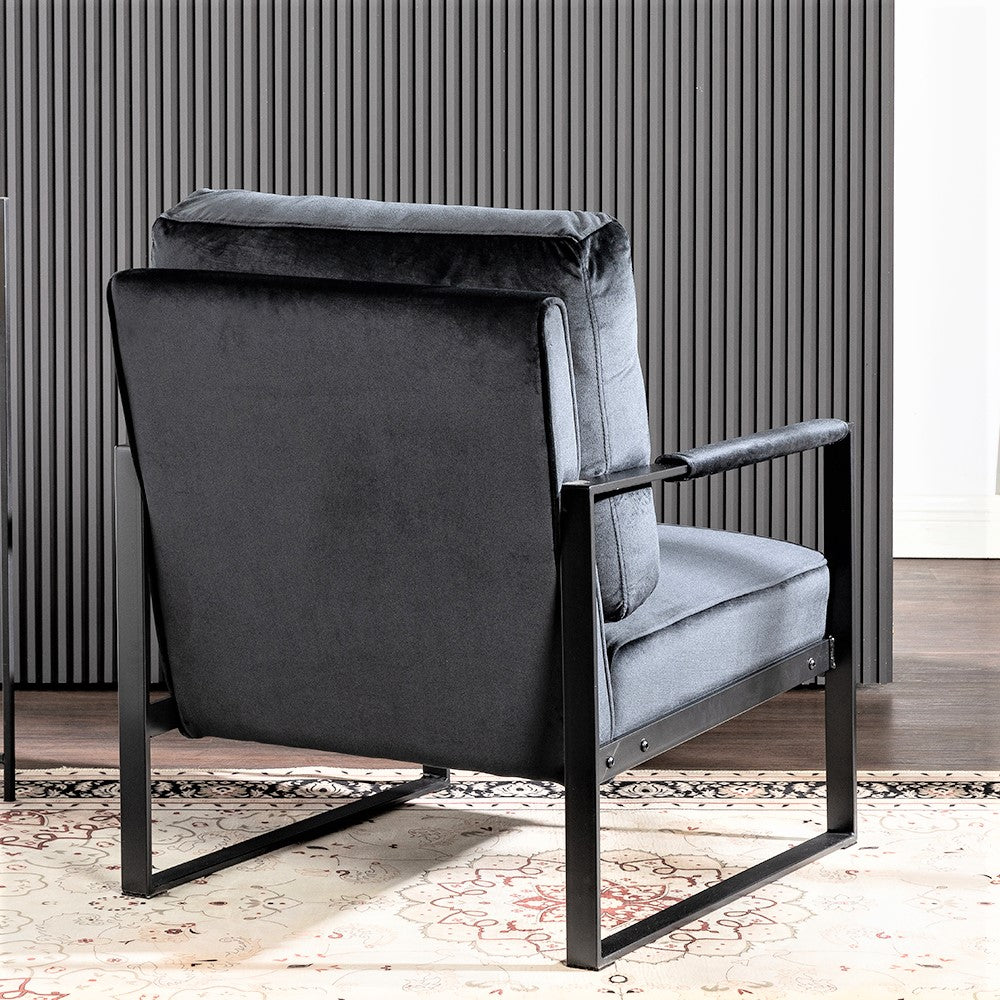 Classic Mid Century Modern Accent Chair With Durable Square Metal