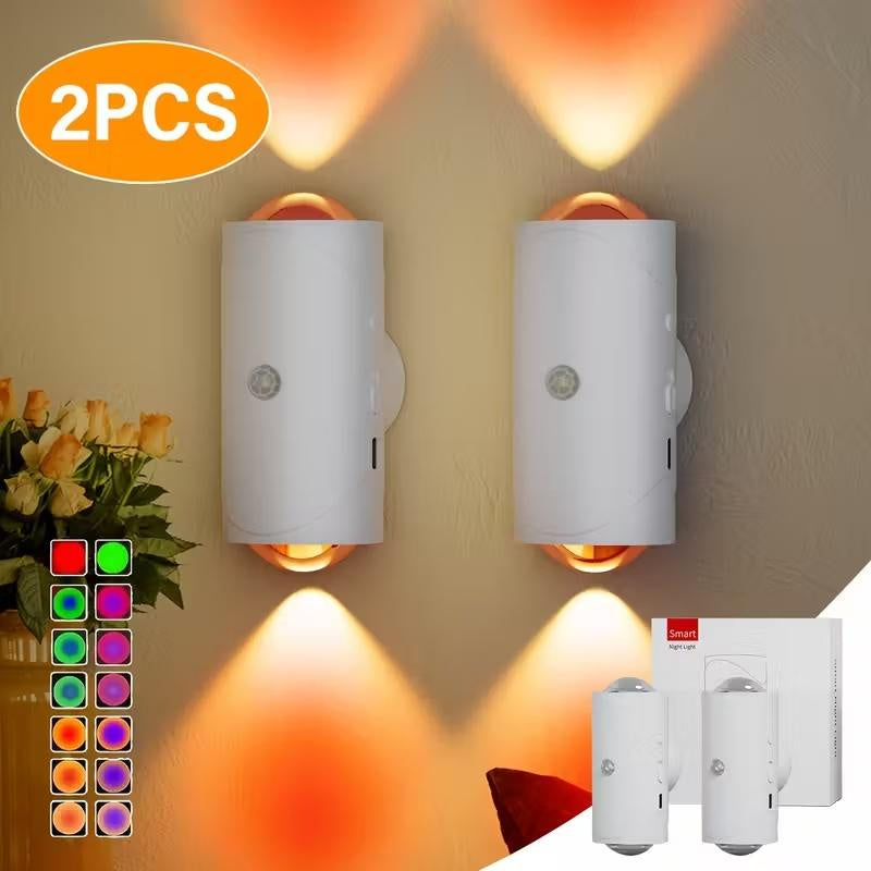 Rechargeable Multi-Color LED Night Light Wall Lamp - Dimmable Indoor Sensor Light