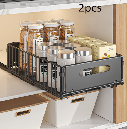 Foldable Kitchen Storage Basket with Pull-Out Layers - Multi-Function Snack Organizer