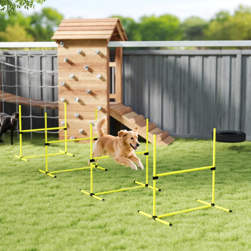 Dog Agility Jump Set with Adjustable Height Bars and Carry Bag - Yellow