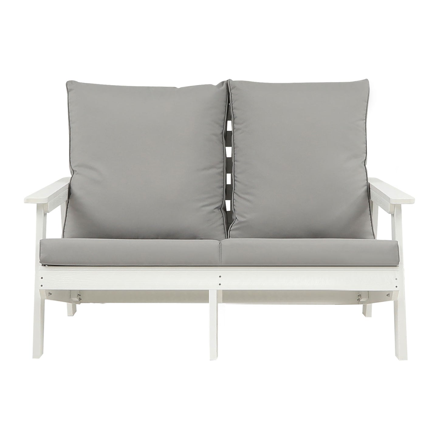 Wood Grain Loveseat Sofa with Cushion - Outdoor Seating