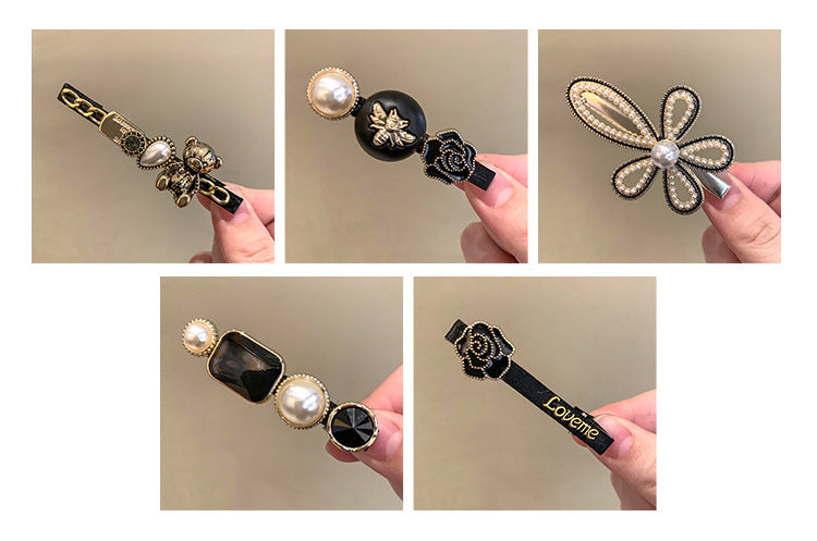 Women's Hair Clip Set - Fringe Side Barrettes in Multiple Colors & Styles