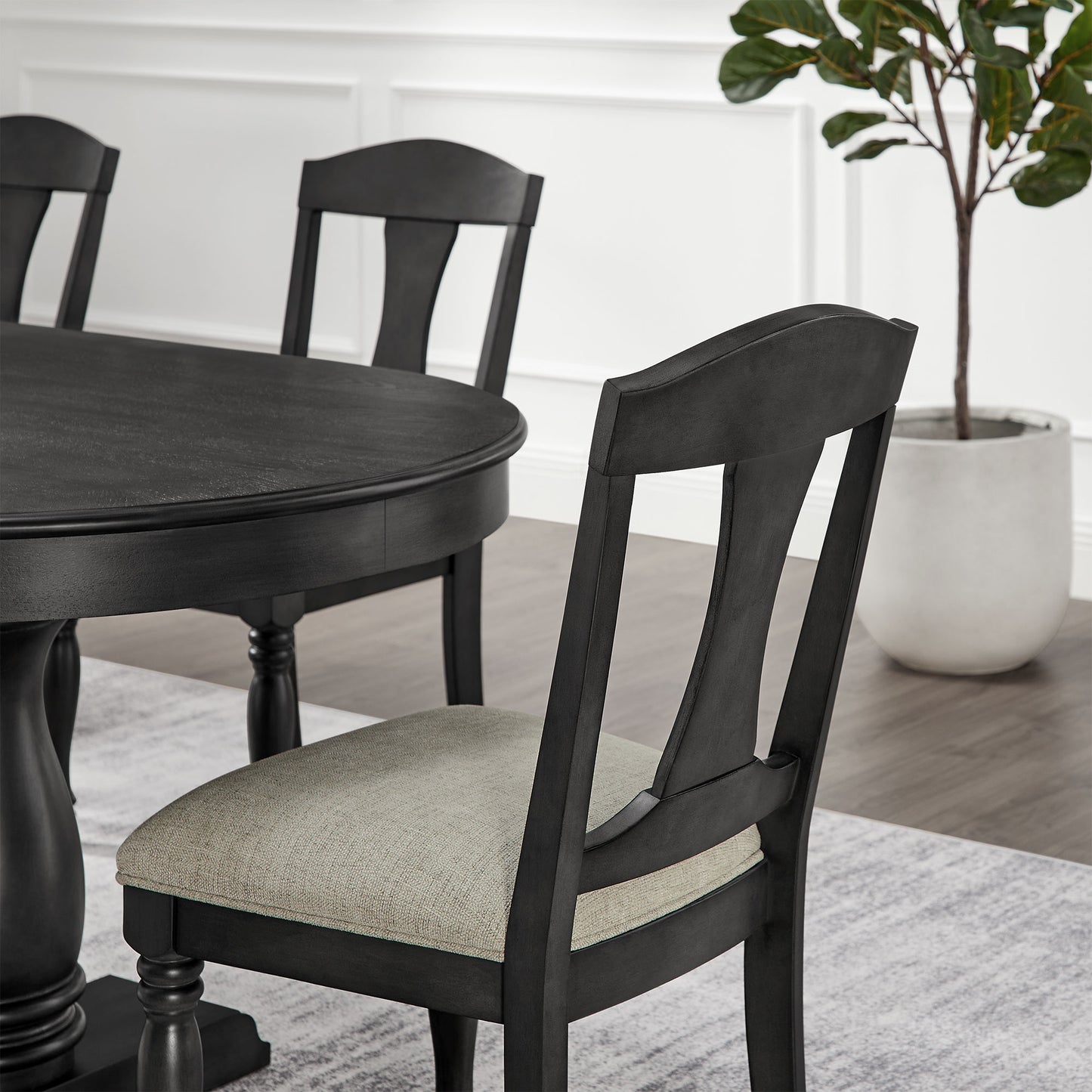 Mid Century Dark Oak Upholstered Dining Chairs - Set of 2