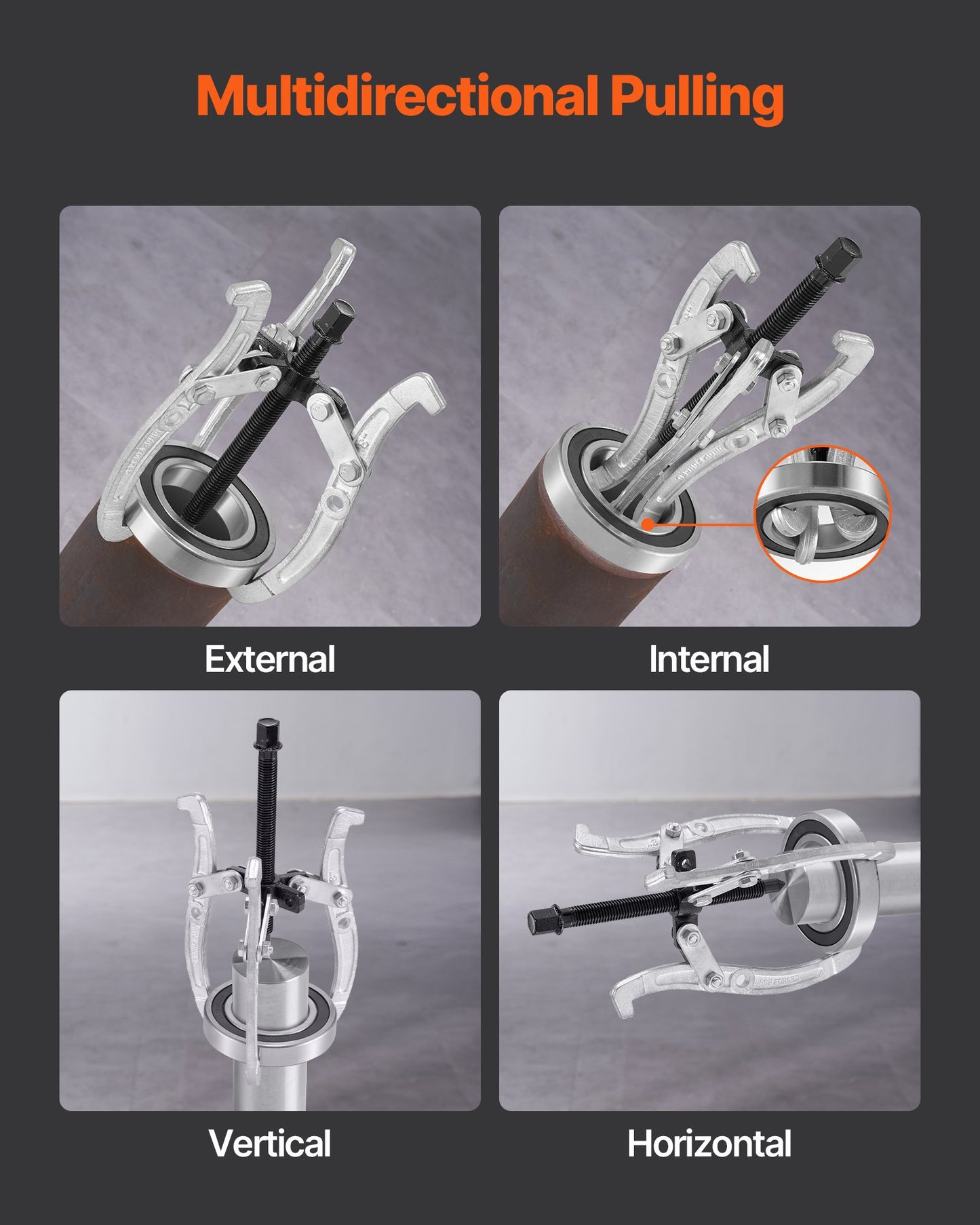 Heavy Duty Gear Puller Set 3-8 Inch for Bearings, Pulleys & Flywheels