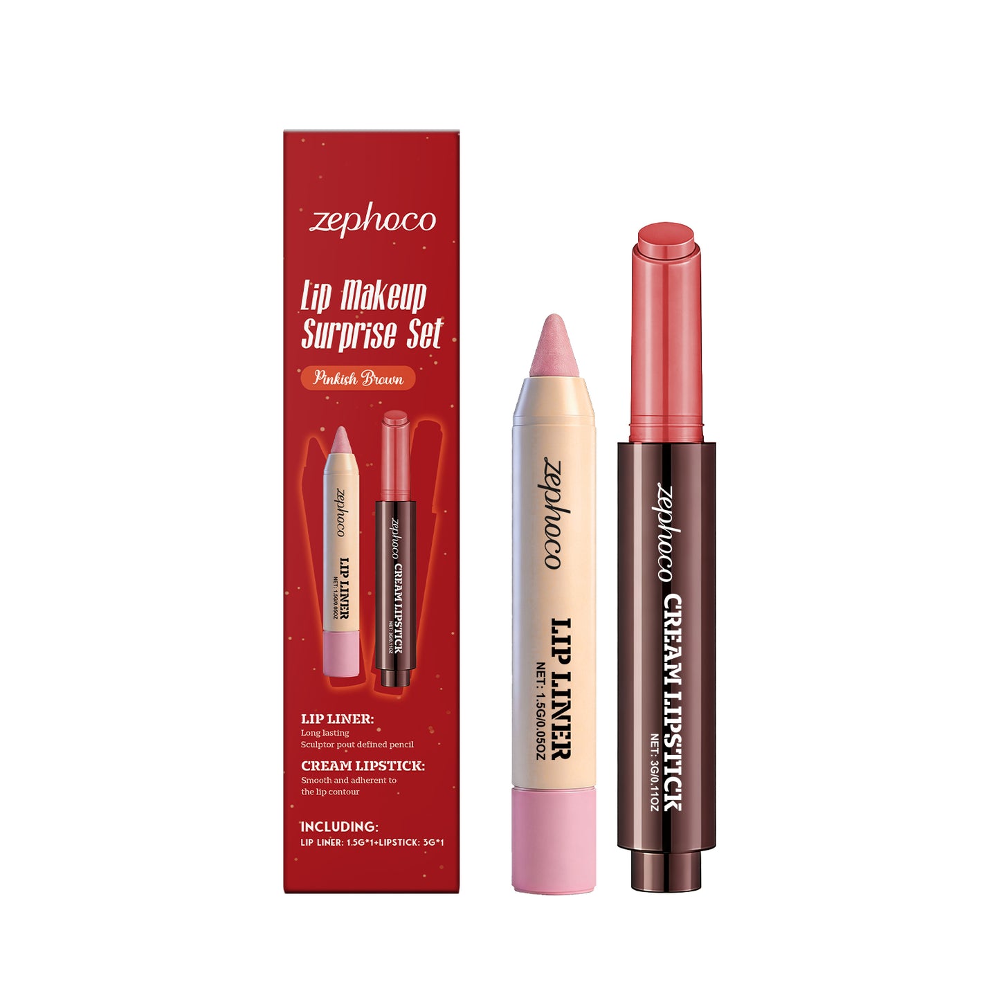 Lip Makeup Set with Lip Liner and Lipstick - Assorted Colors
