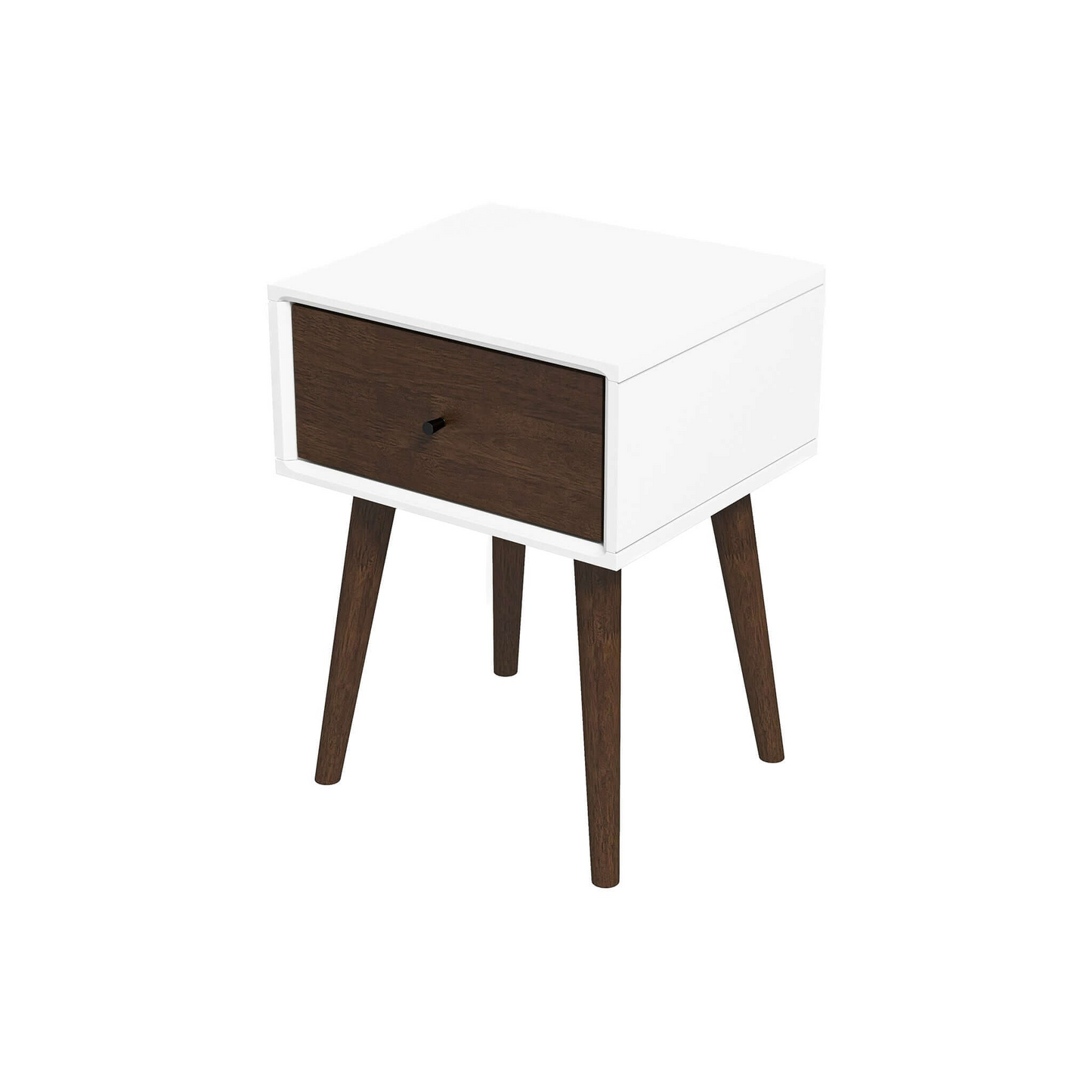 Avery Mid-Century Modern Solid Wood Night Stand 1 Drawer Dark Brown