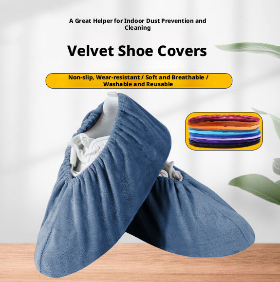 Flannelette Shoe Covers Glazed Blue - Waterproof Fabric Protectors, 1 Piece