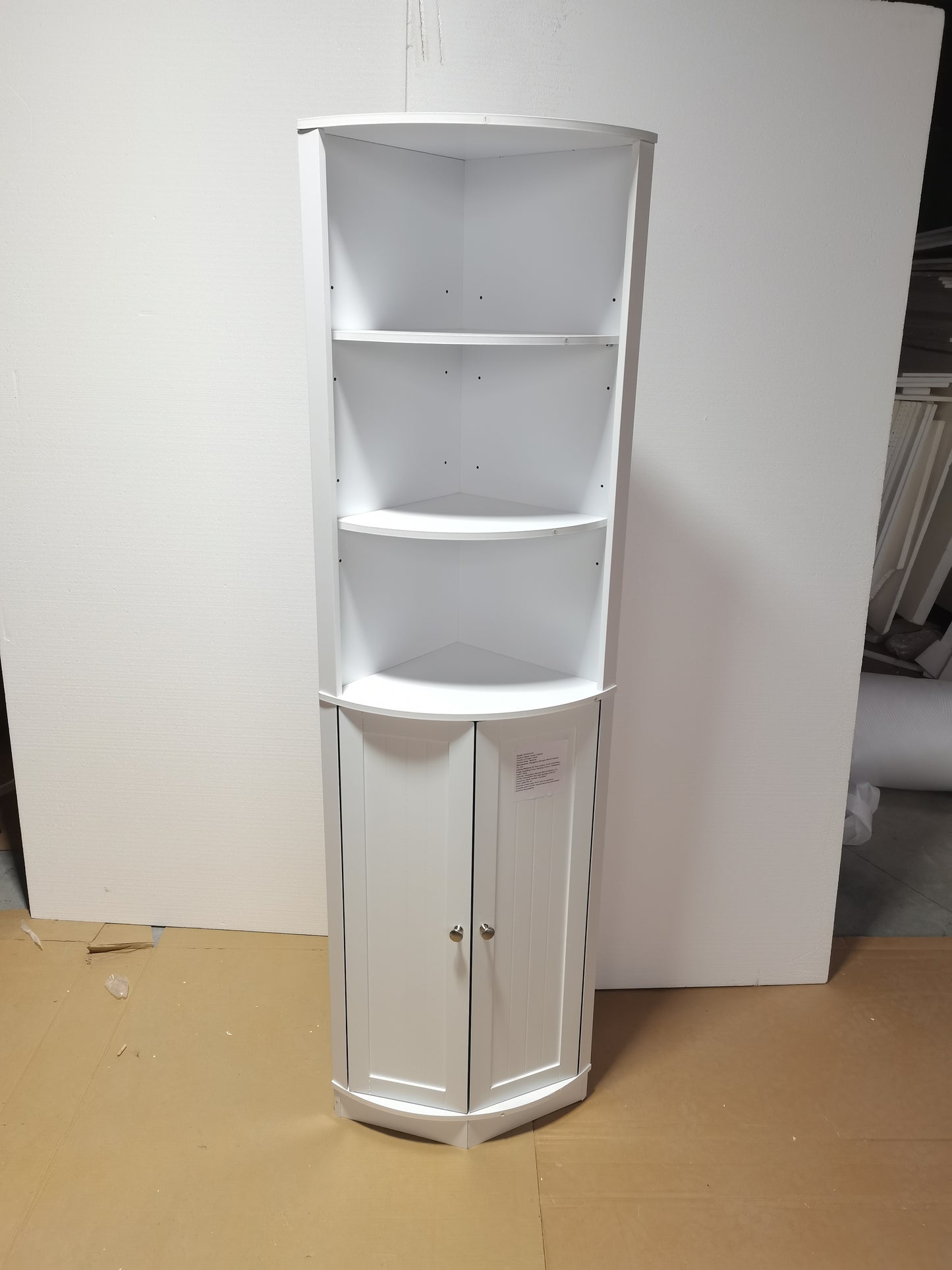 67" Tall Corner Cabinet with 2 Doors and Adjustable Shelves - White