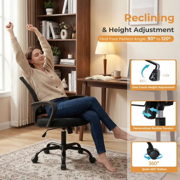 Ergonomic Office Gaming Chair with Lumbar Support - Adjustable Height