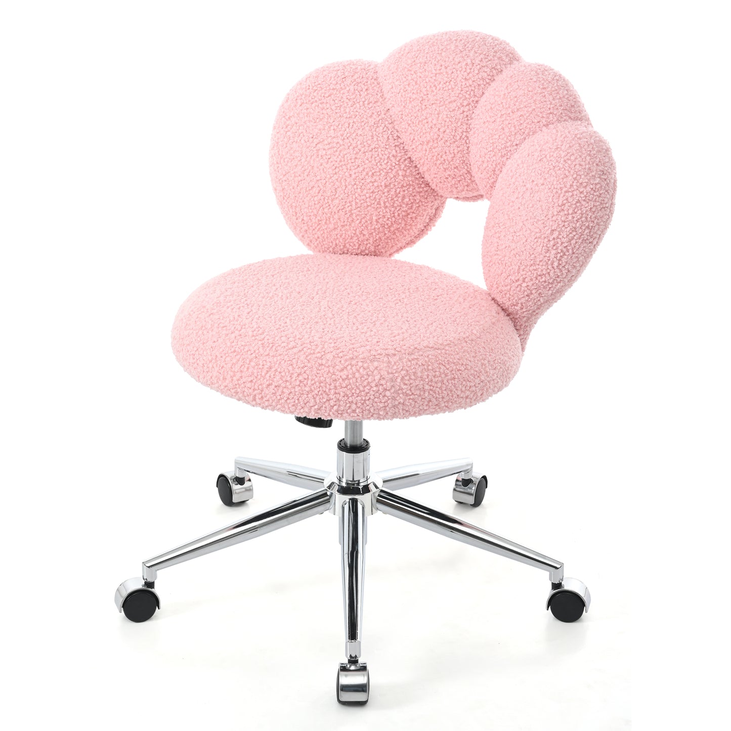 360° Swivel Height Adjustable Pink Teddy Fabric Office Chair