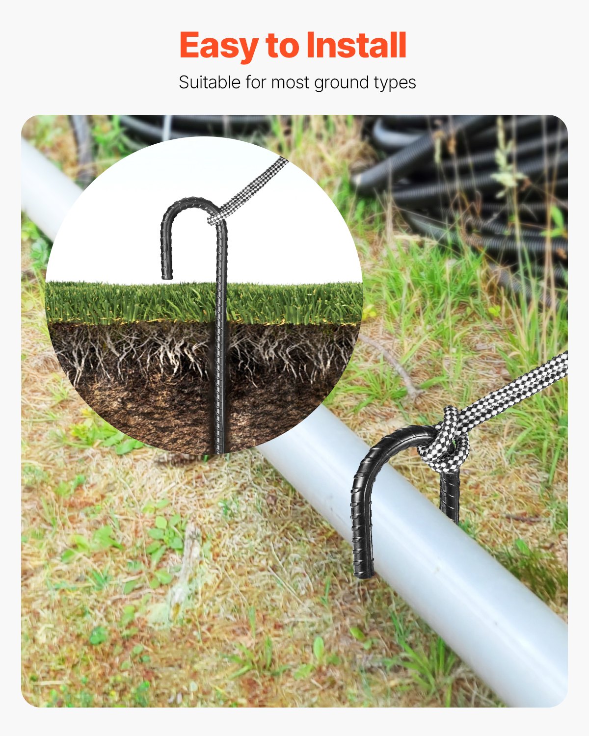 Heavy Duty Galvanized Steel Rebar Stakes 12-Inch 16 Pack Ground Anchors