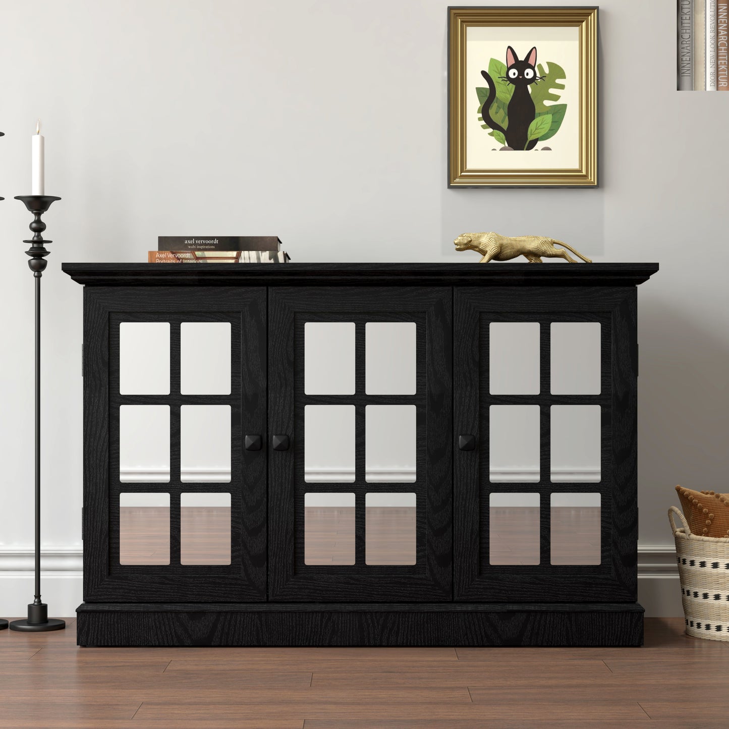 45 W Storage Cabinet With 3 Mirrored Acrylic Doors, Sideboard