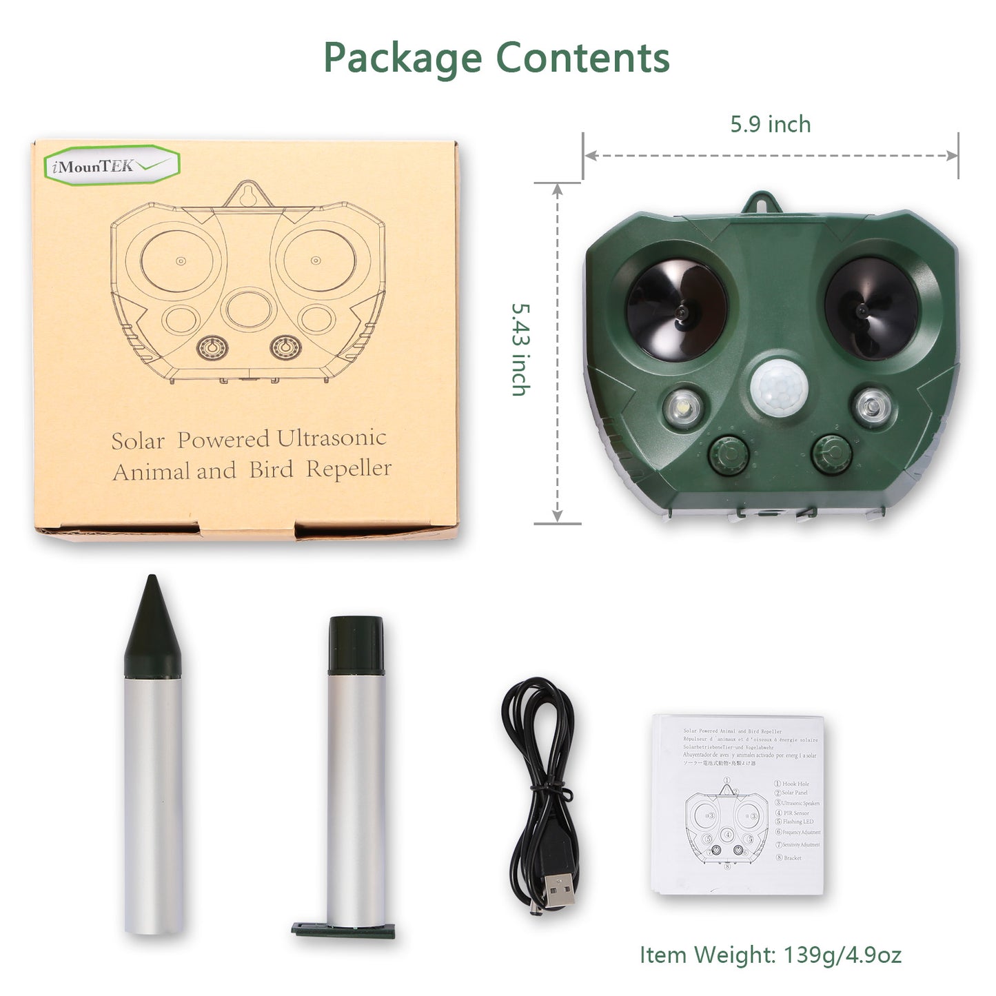 Solar Ultrasonic Animal Repeller with Motion Sensor & LED Lights for Garden Yard