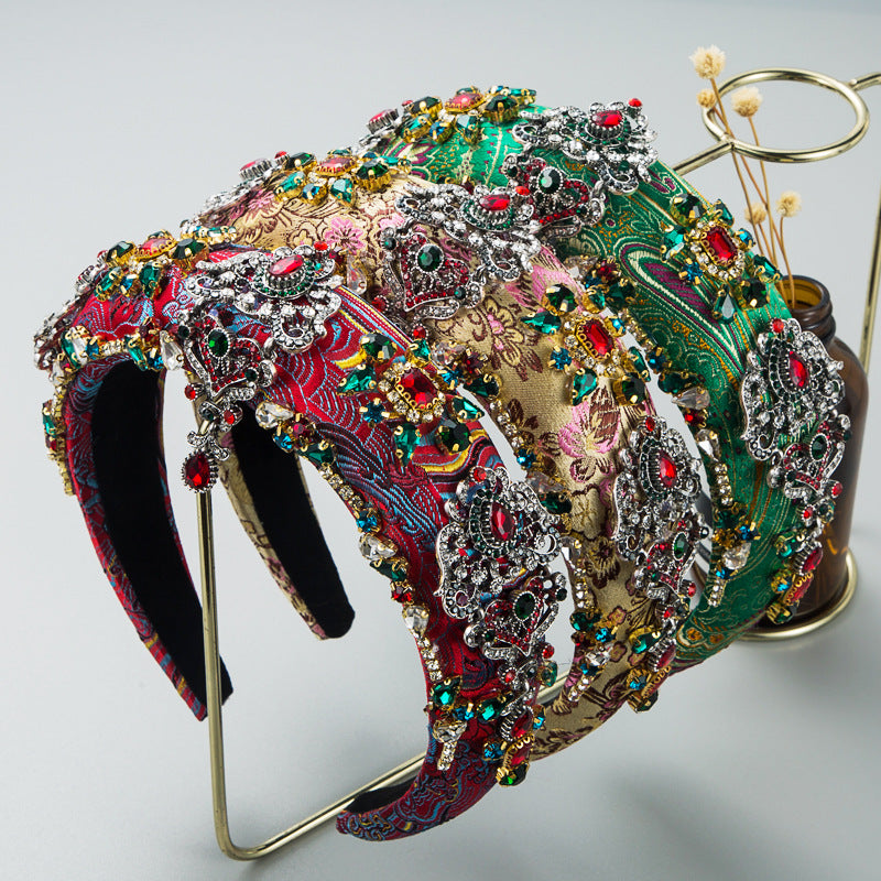 Rhinestone Embroidered Flower Headband