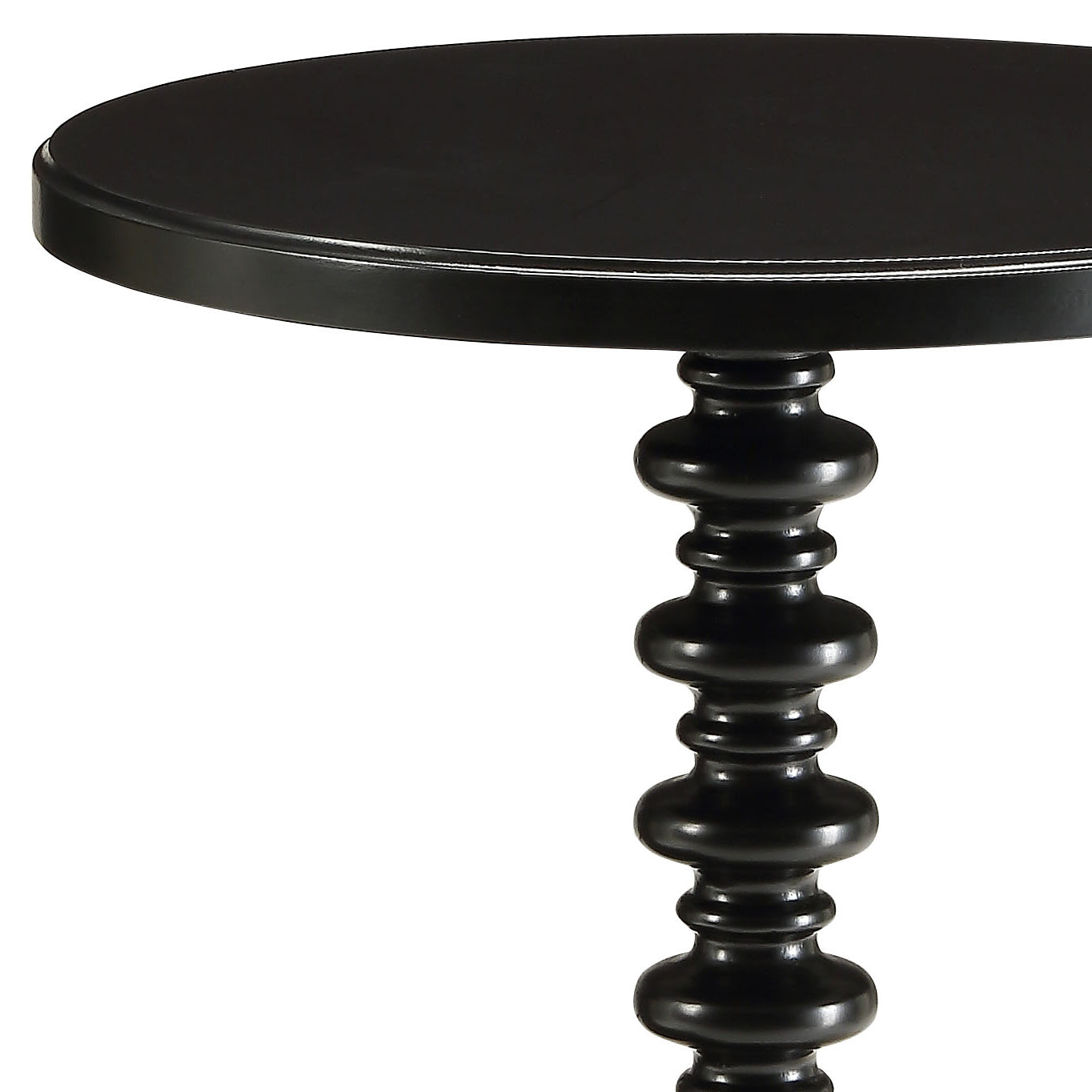 Acton Black Finish Round Pedestal Accent Table - 22" Height