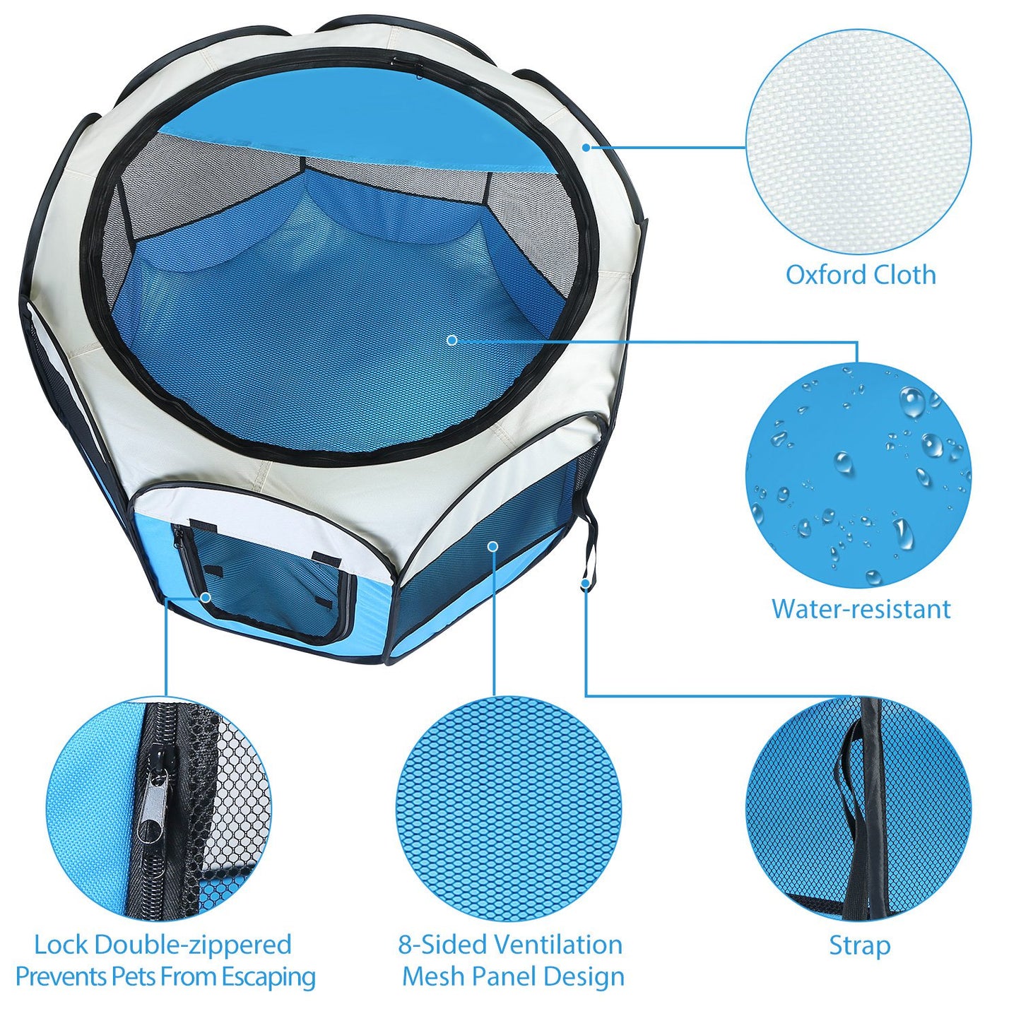 Portable Foldable Pet Tent for Dogs Cats & Small Pets - Water-Resistant Indoor Outdoor Kennel