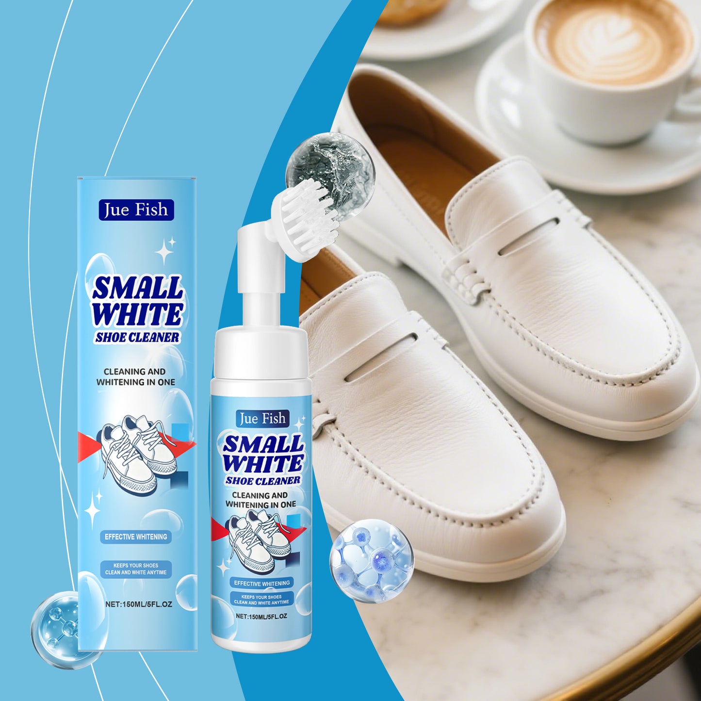 White Shoe Cleaning Foam 150ml for Daily Stains - Gentle & Easy to Use