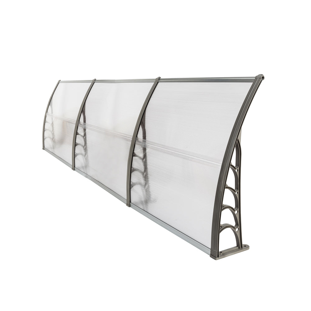 Outdoor Window Awning Canopy 120x38 Inch Polycarbonate Cover Sun Rain Snow Protection Grey