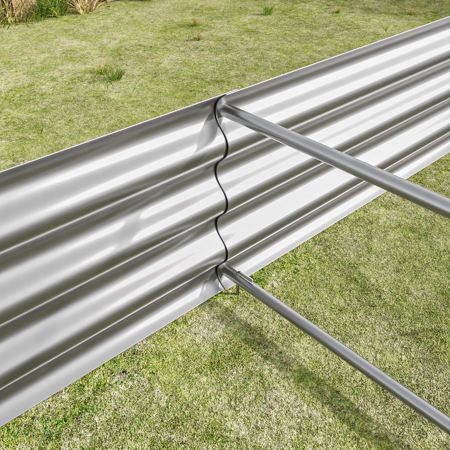 Metal Raised Garden Beds - 2PCS Silver Rectangle Planters
