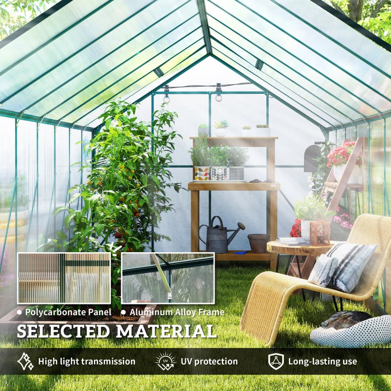 Greenhouse Kit with Aluminum Frame, Polycarbonate Panels, Adjustable Roof Vent