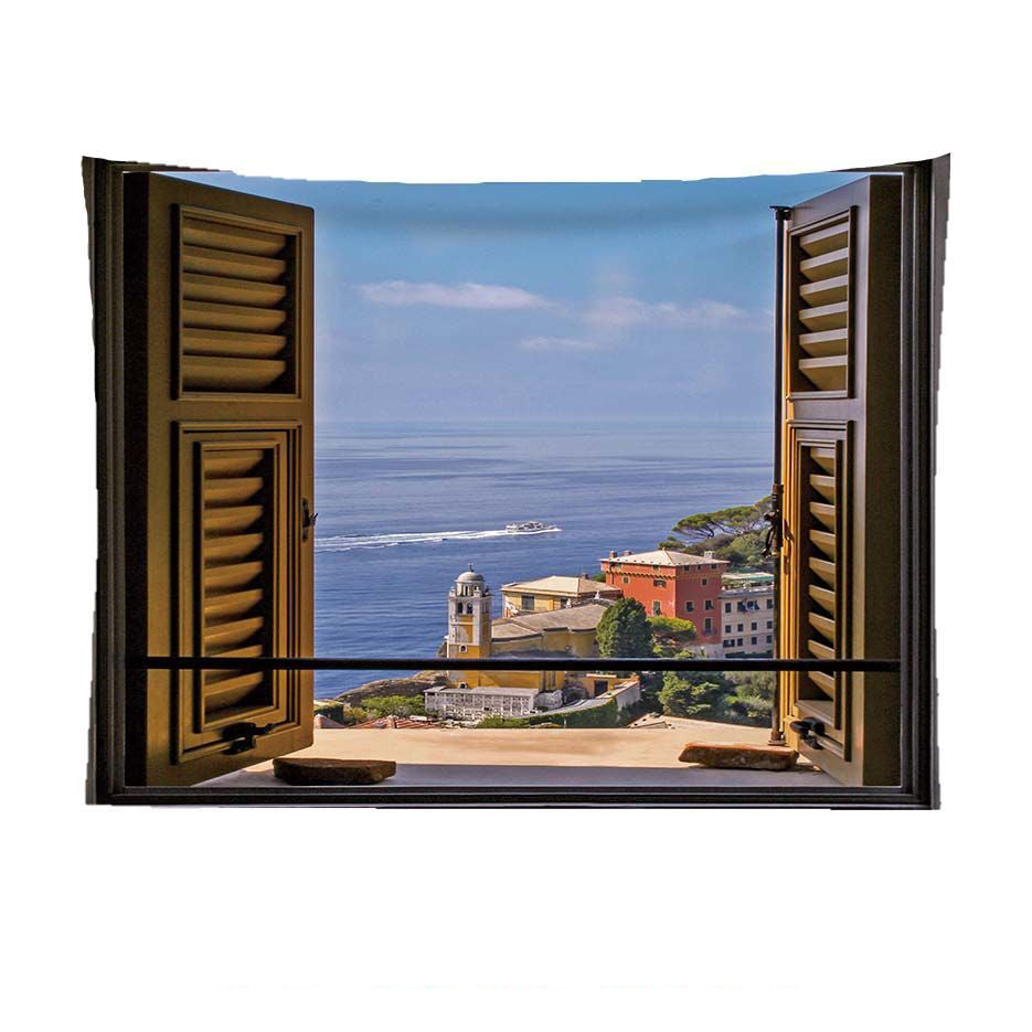 False Window Scenery Background Cloth for Home & Garden Curtains