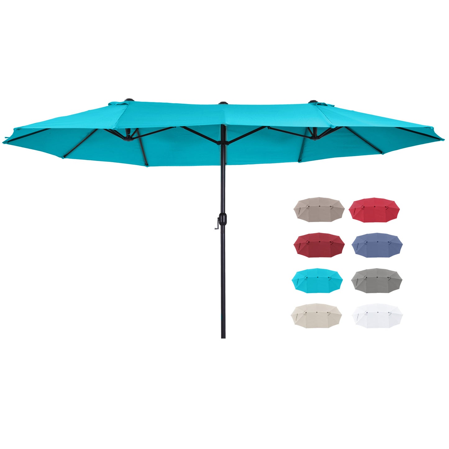 15ft Double-Sided Patio Umbrella with Crank - Blue